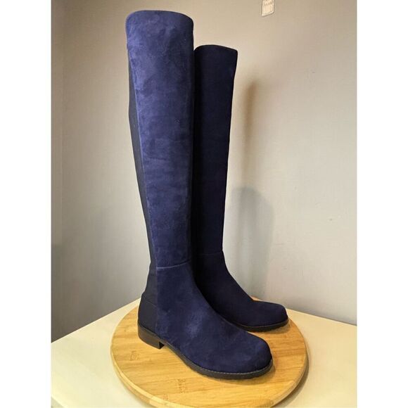 Stuart Weitzman Women's S251823 Suede Over The Knee‎ 5050 Boots Blue Sz 4.5M - Picture 2 of 8